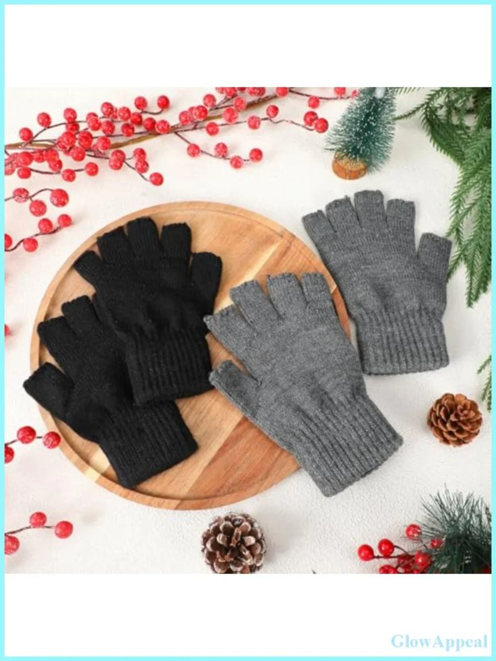 Alpaca Knit Fingerless Gloves for Men Women Half Finger Winter Gloves